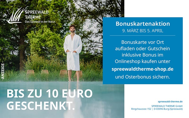 Spreewald Therme Bonuskartenaktion zu Ostern Aktion der Spreewald Therme Burg zu Ostern