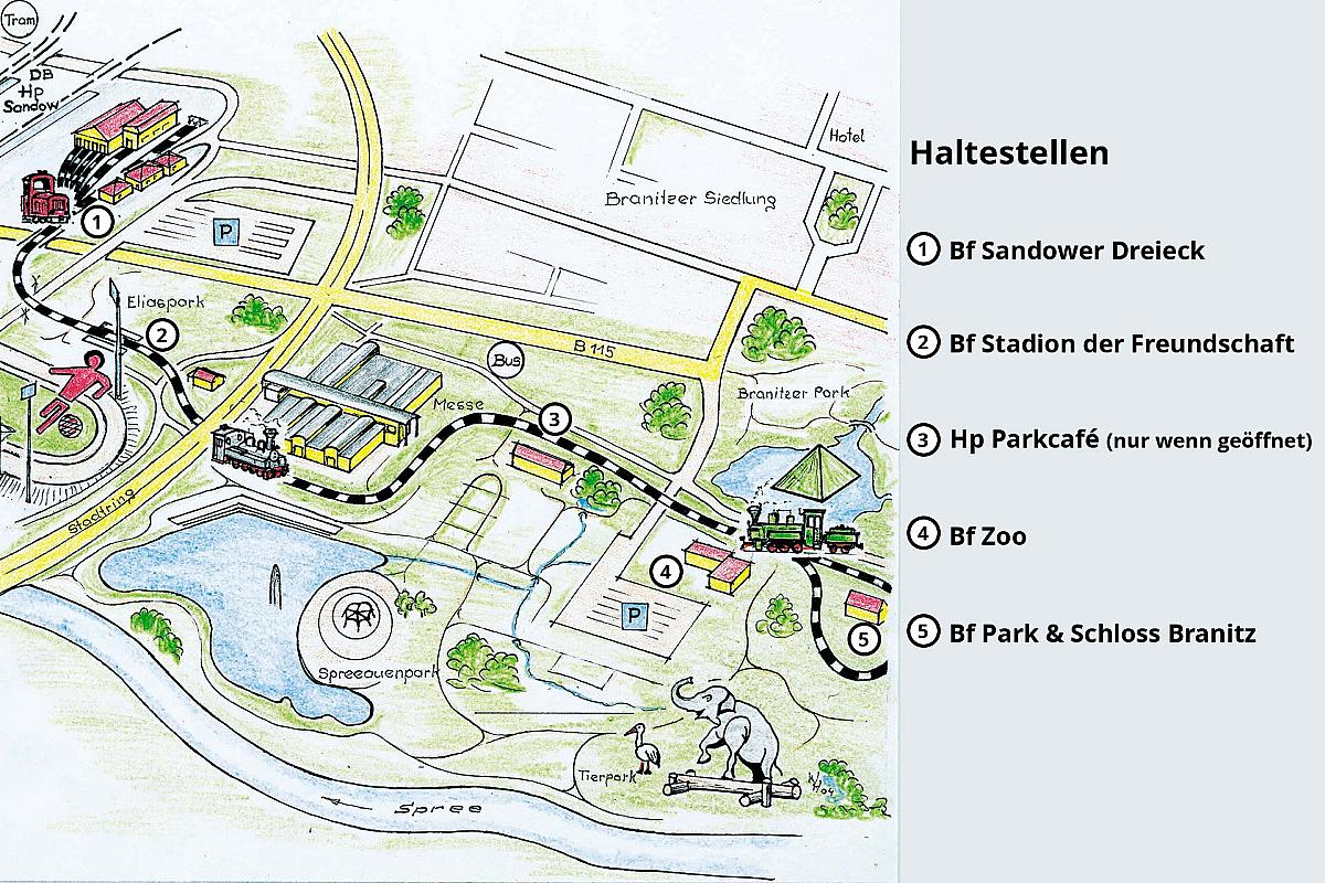 Touristinformation Cottbus - parkeisenbahn-cottbus-karte-haltestellen