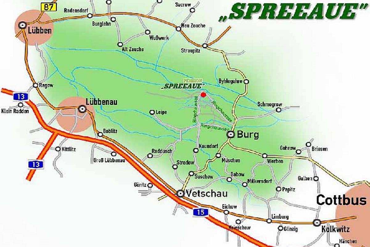 Pension " Spreeaue " - Spreewaldkarte_Lage_der_Pension_Spreeaue